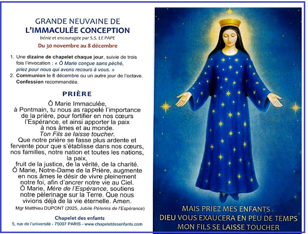 2025 NEUVAINE IMMACULEE CONCEPTION bords bleus